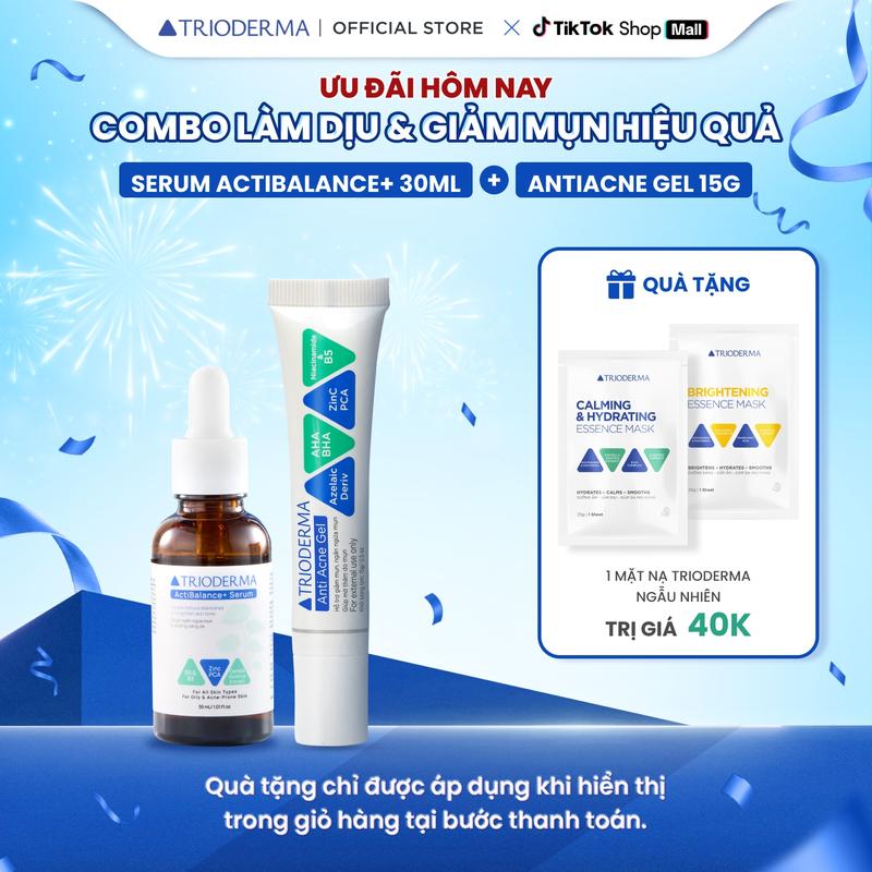   Serum & Gel Mụn  Combo chăm sóc & giảm mụn hiệu quả Trioderma ActiBalance+ Serum 30ml & Anti Acne Gel 15g 
