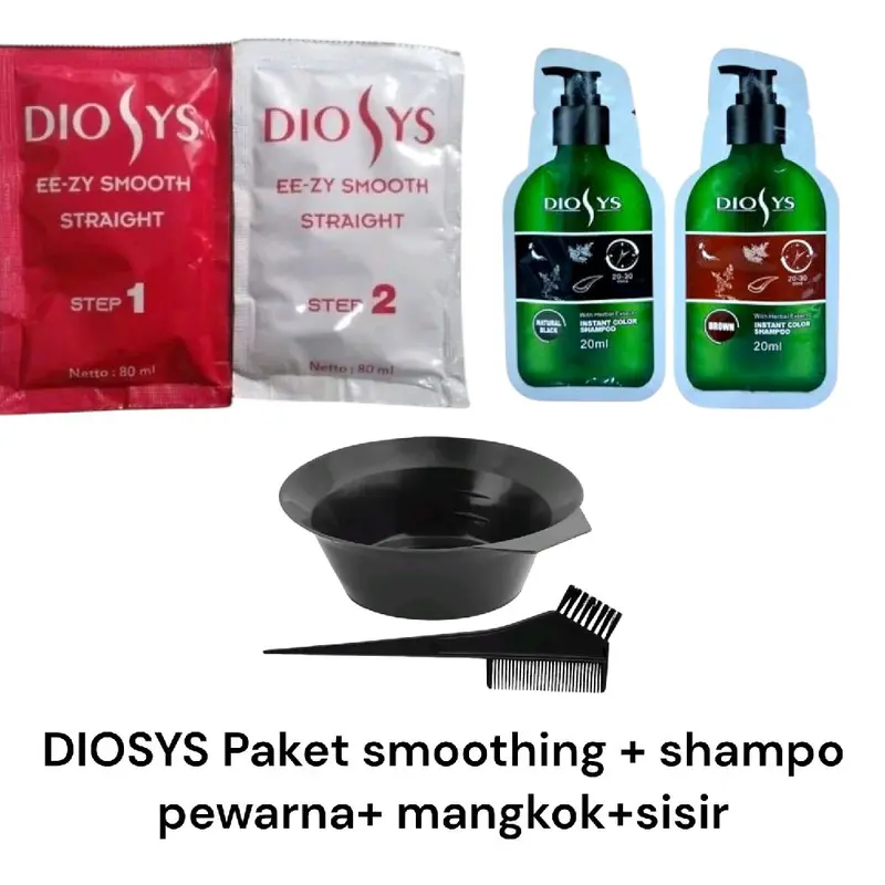 paket diosys smoothing straight pelurus rambut set 80ml + shampo pewarna +mangkok sisir Straightener Straightening Meluruskan Haircare Cleansing 0