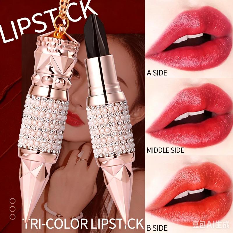 VIBELY 3-in-1 Tri-Color Lipstick, Matte Transfer-Proof Lip Stain Makeup,…