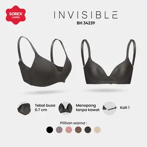 Sorex Invisible Bra Busa Sedang Tanpa Kawat Kait 1 Nilon Seamless Cup B 3/4 BH 34239