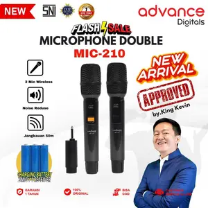 【Exclusive KingKevin】Advance MIC-210 Double Mic Wireless Recharger Bisa digunakan untuk Souncard/Speaker Garansi Resmi 1 Tahun    Microphone Black
