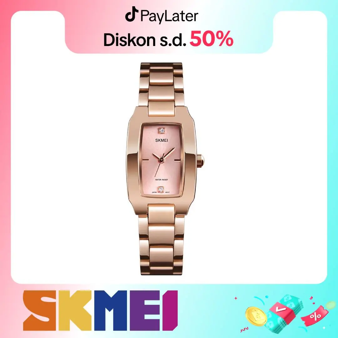 Jam Tangan Wanita Analog SKMEI 1400 Stainless Steel Anti Air 30 Meter Baterai 2 Tahun black quartz Rose Watch Waterproof Woman Women