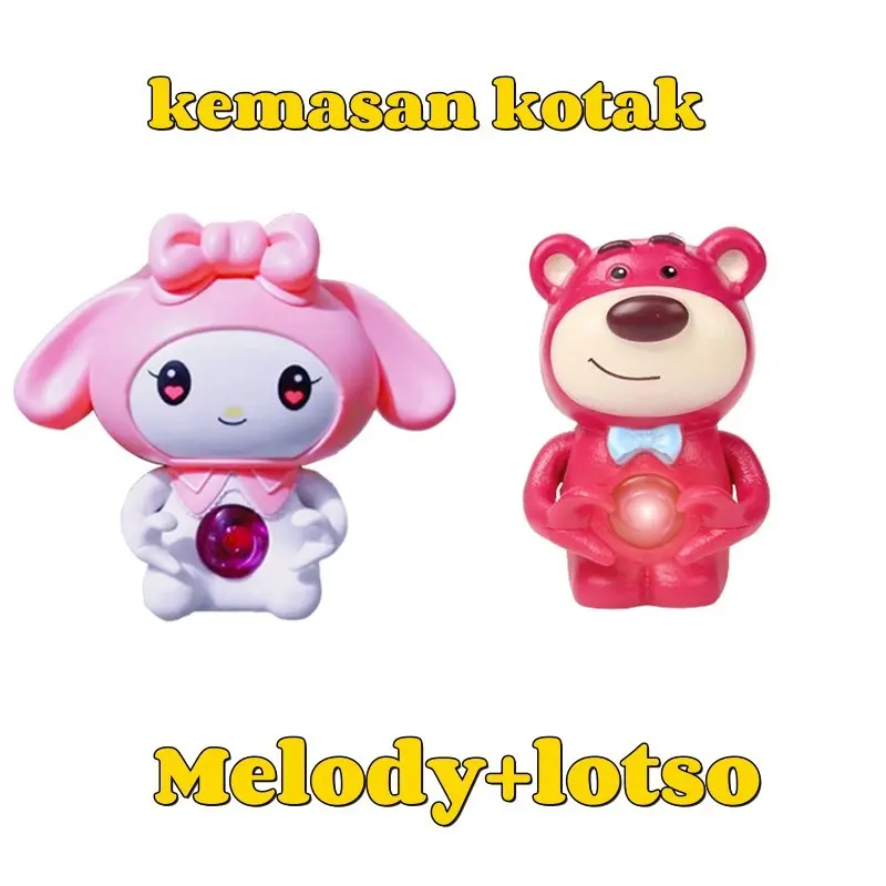 Mainan perempuan [Versi audio]I love you Lotso Sanrio boneka Night sonic Light Kawaii 3D LED Cinnamoroll Lampu Figure Kartun  Lucu Kecantikan Hiasan Kamar Tidur Samping Tempat Kotak kado ulang tahun cewek Plastik pentol pasangan Kuning Hadiah Ayam 7