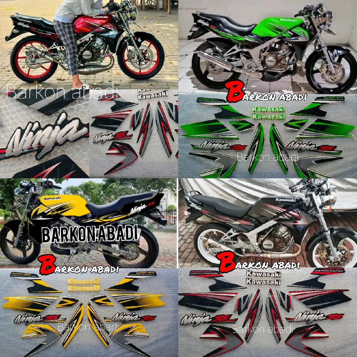 lis striping stiker body montor NINJA SS panah warna hijau merah oraye kuning hitam tahun 2010