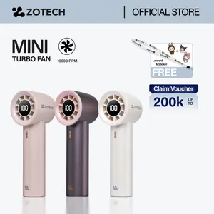 ZOTECH ZT-11 Mini Turbo Fan 2000mAh Kipas Angin Strong Portable Working Time Up to 19 Hours USB Rechargeable Personal Fan Ultra-light 100 Speed Levels 19000RPM