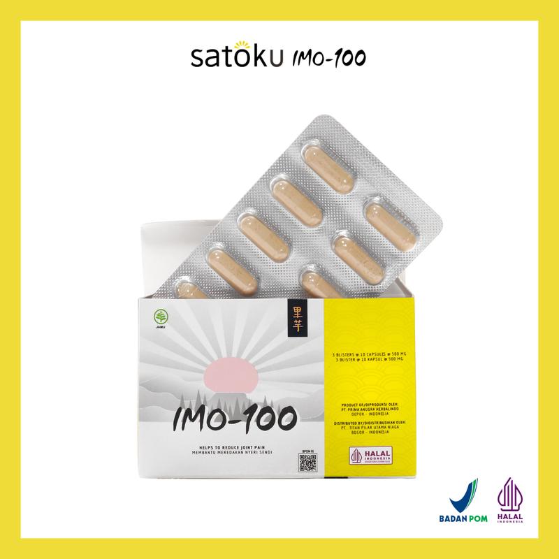 [1 BOX] Satoku Imo-100 Ramuan Jepang Satoimo dengan Hyalurnoic Acid 12,3% & 17 Asam Amino Isi 30 Kapsul 2