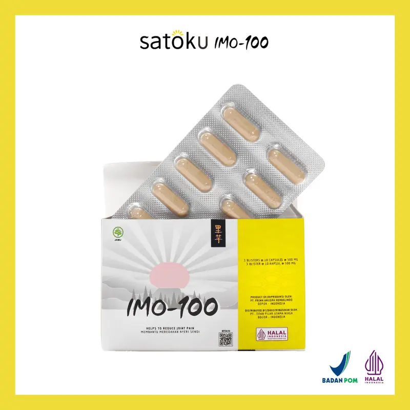 [20 KAPSUL TANPA BOX] Satoku Imo-100 Suplemen Sendi, Atasi Pengapuran dan Pemulihan Cedera, Ramuan Jepang, Pereda Nyeri Sendi Untuk Osteoarthitis, Rematik, Asam Urat, dan Saraf Kejepit Isi 20 Kapsul 2