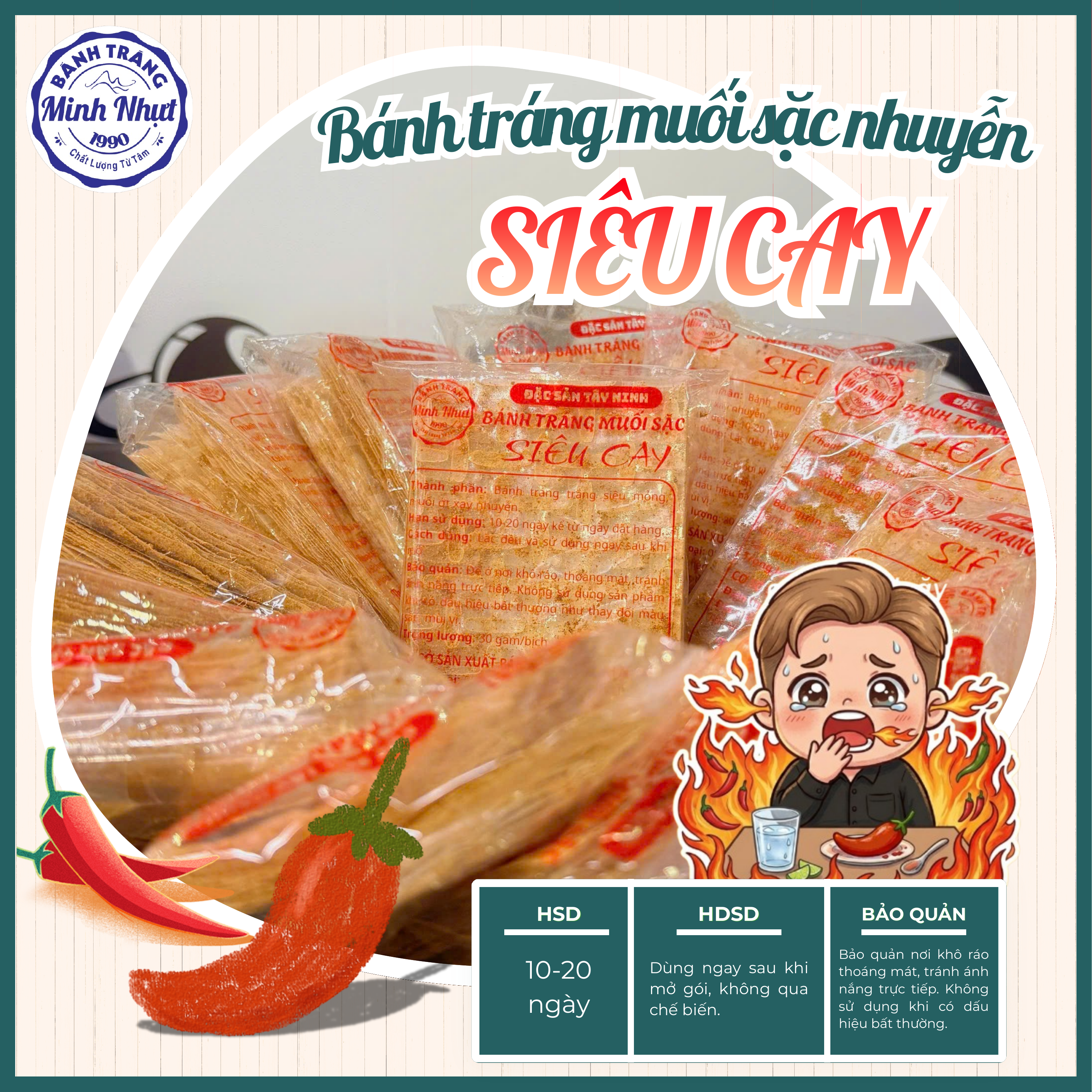 Bánh Tráng Muối Sặc Nhuyễn Siêu Cay Minh Nhựt Tây Ninh