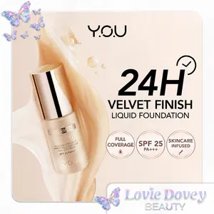 YOU 24H NoutriWear+ Velvet Liquid Foundation SPF Alas Bedak Perawatan Wajah Tahan Lama 24 Jam Full Coverage Kosmetik Concealer