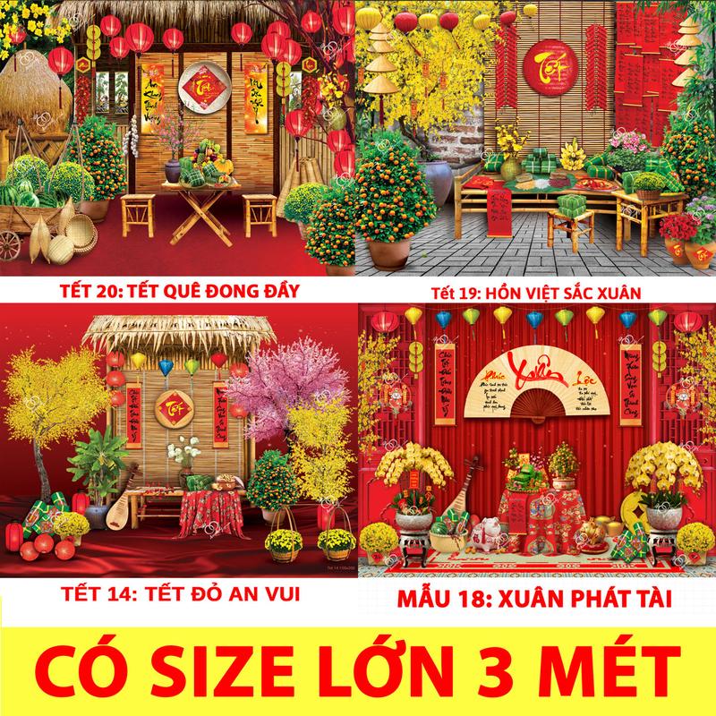 Phông nền tết Bính Ngọ 2026 Decor trang trí tết nguyên đán