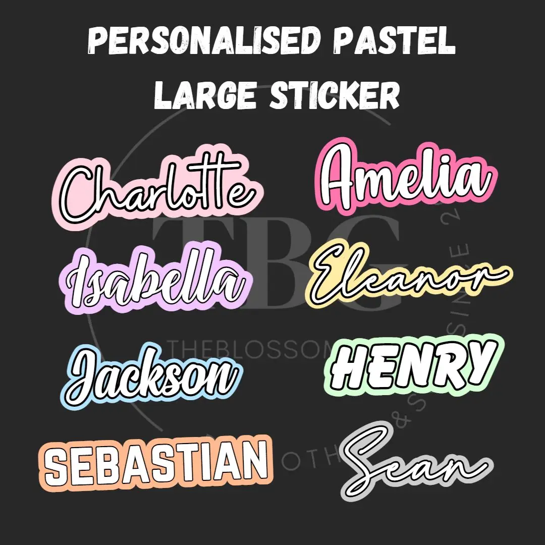 Personalised Pastel Large Sticker Waterproof