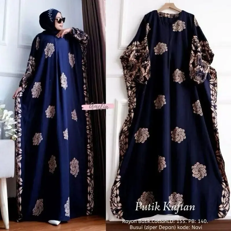 BILION KAFTAN PUTIK DRESS SUPER JUMBO LD140 cm DASTER BATIK BUSUI ZIPPER DEPAN GAMIS RAYON BATIK COTTON MUslim Wanita