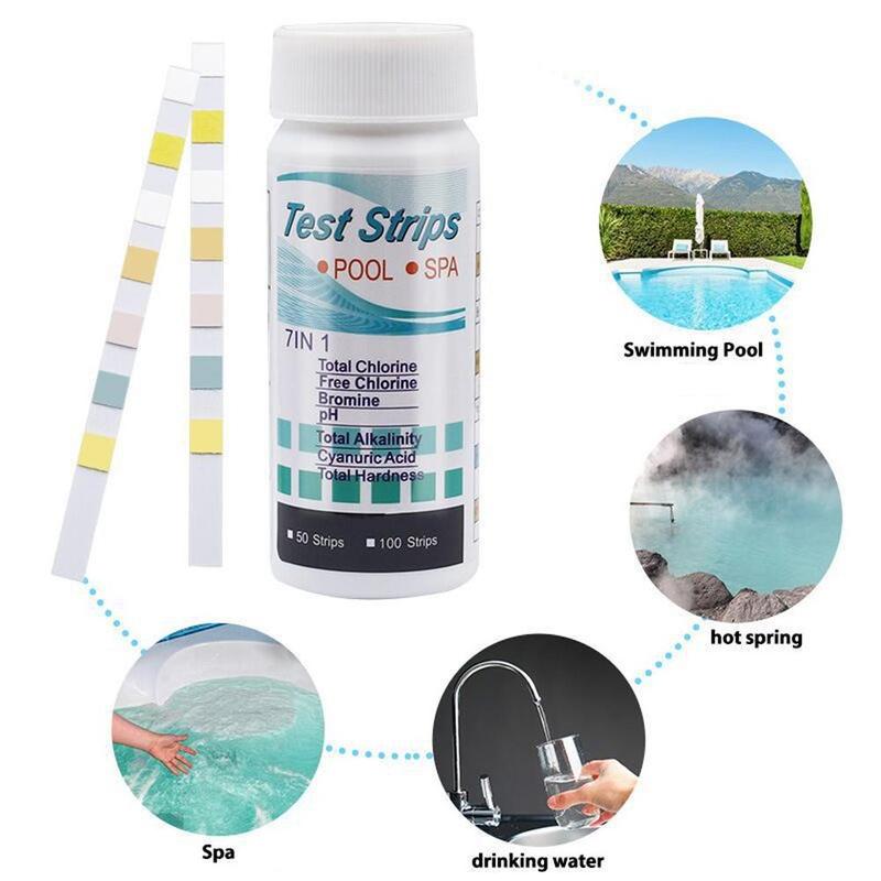 Miếng thử nghiệm bể bơi/spa 6 trong 1 cho clo, độ pH, độ kiềm và độ cứng, 50…