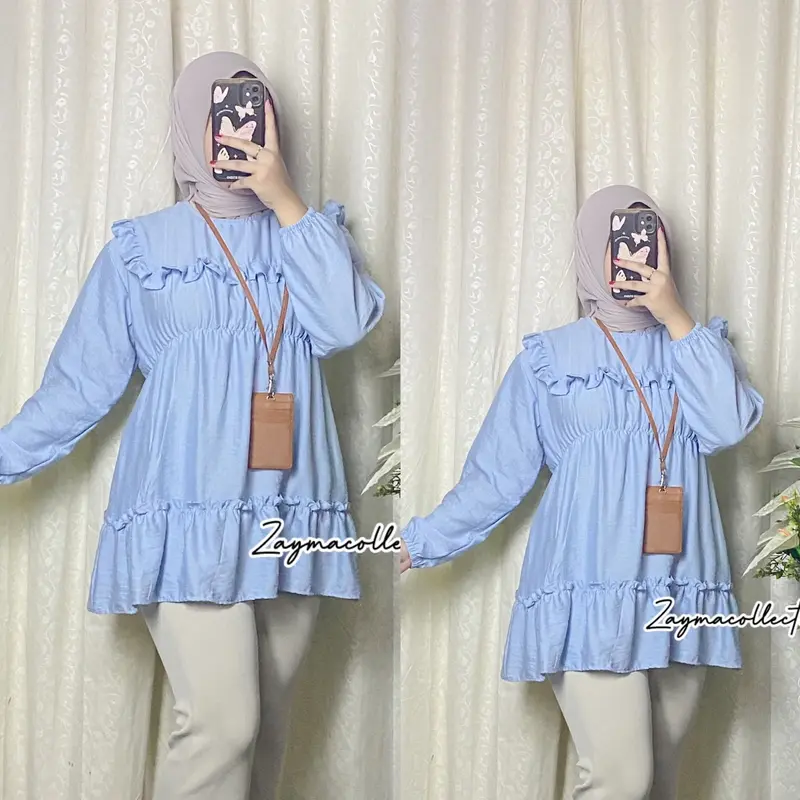 Zayma Blouse Humaira Pollo Linen Premium LD 110 cm Atasan Wanita Nyaman 0