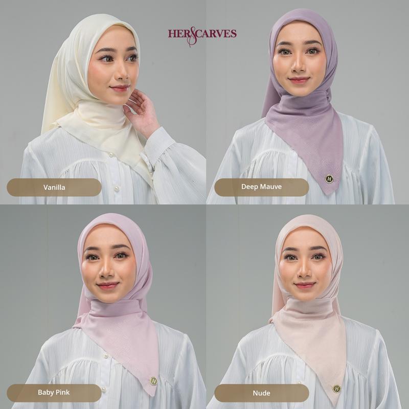 Classy Emboss Hers - Kerudung Hijab Segi Empat Polos Box Premium by HerScarves - Ecer (1pcs) Square Muslim Wanita 3