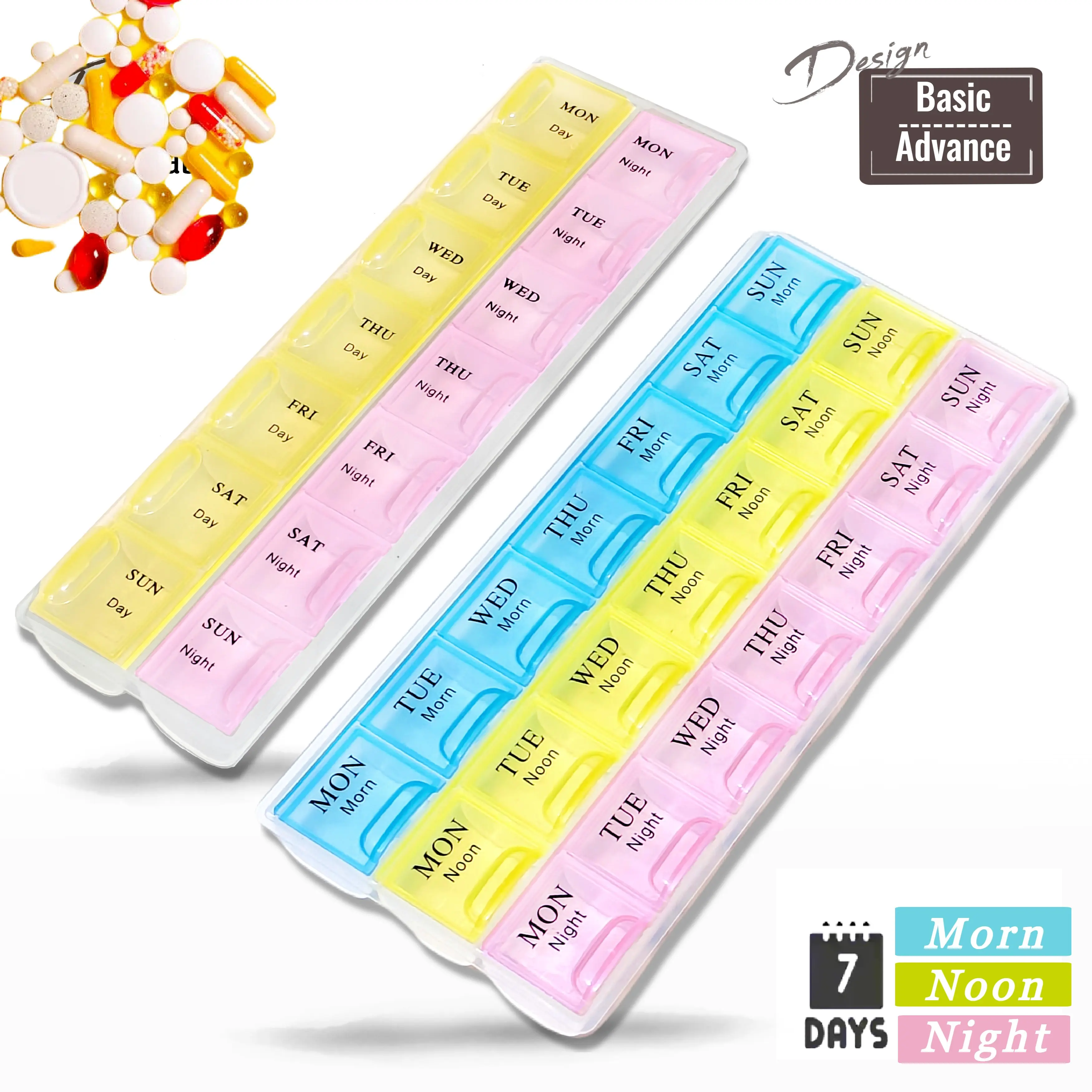 BASIC / ADVANCE Medicine Pill Storage Box Vitamin Supplements Vitamin Tablet Case Healthcare Aid