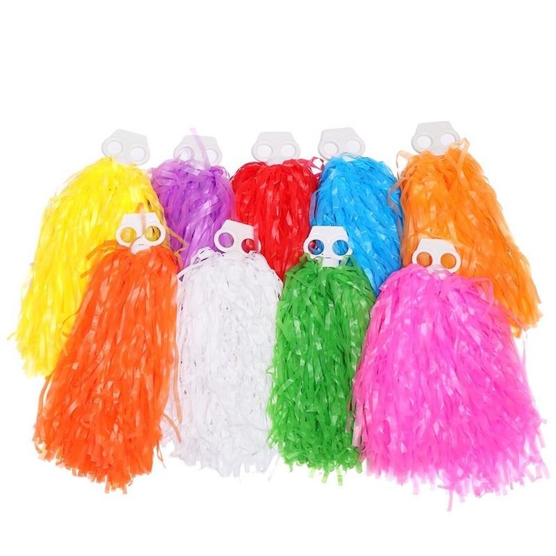 1pair Double hole handle Dress Costume Competition Flower Cheerleading Cheering Ball Cheerleader pompoms Club Sport Supplies Dance Party Decorator 5