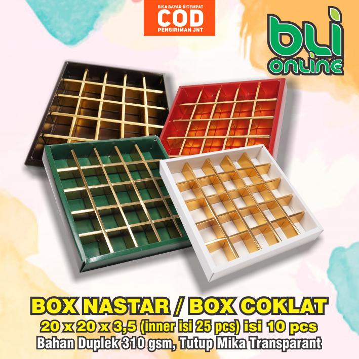 Box Nastar 20 x 20 x 3.5 / isi 10pcs / Dus Coklat / Kemasan Mochi / Kotak Coklat / Kotak Nastar 1