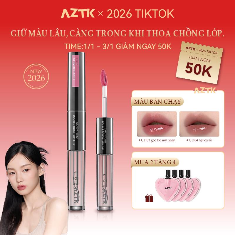  AZTK SON KEM DỊCH VỤ NÂNG CẤP HOÀN TOÀN Son Bóng Hai Chạm Lâu Trôi Lì Không Chuyển Nhượng Chống Phai Màu Son Môi Màu Nude Hiệu Ứng Làm Sáng 1.7g + 1.7ml 