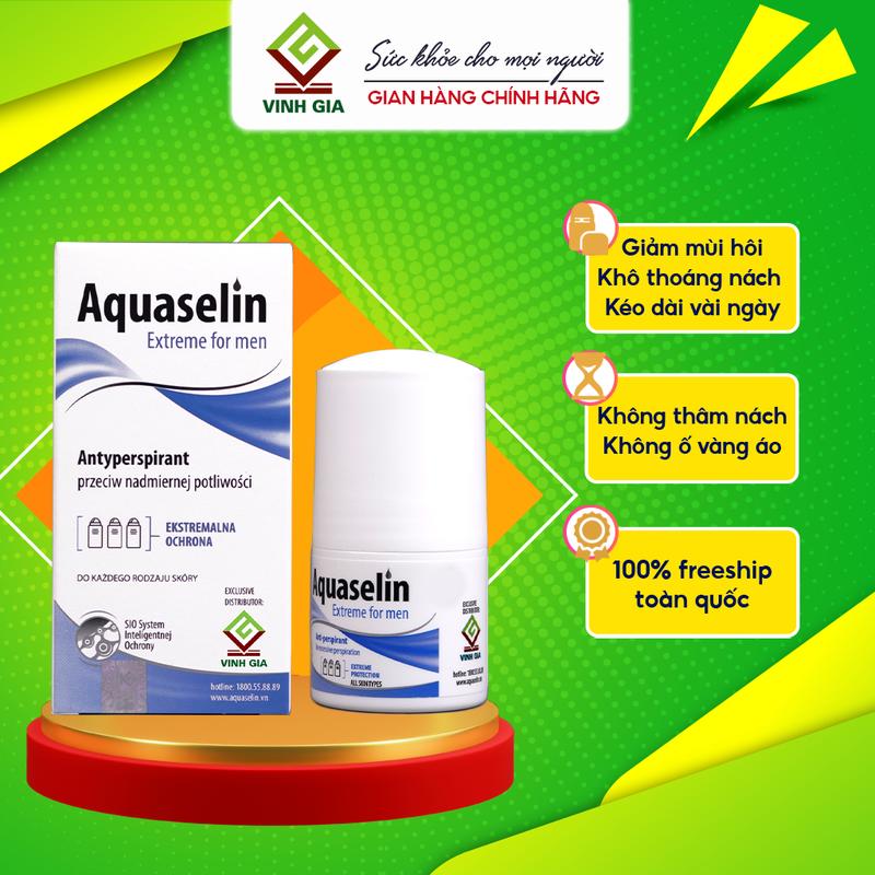 [Flash Sale] Lăn Khử Mùi Hôi Nách Dành Cho Nam AQUASELIN Extreme For Men - Lọ 50ml - Nhập Khẩu Châu Âu