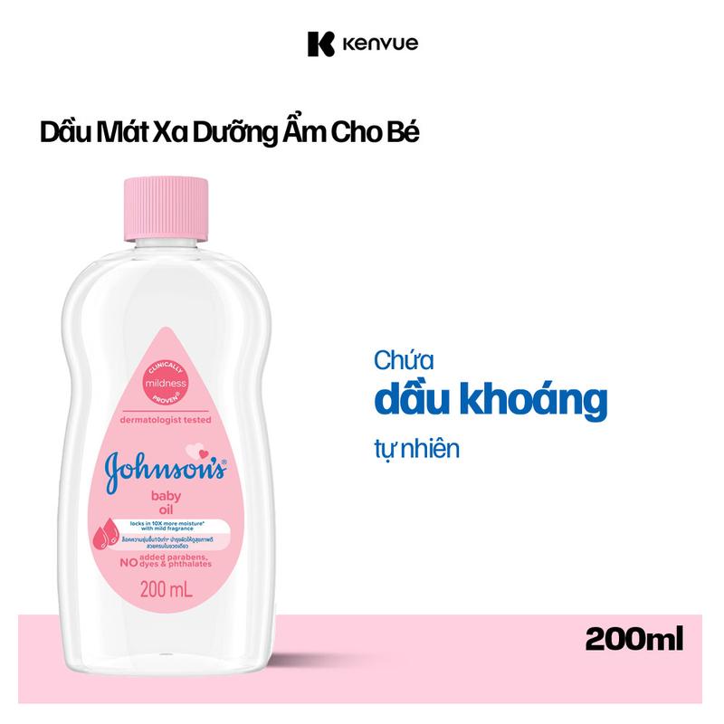 Dầu mát xa Johnson's Baby Oil 200ml - Cho Bé | Nhiều công dụng