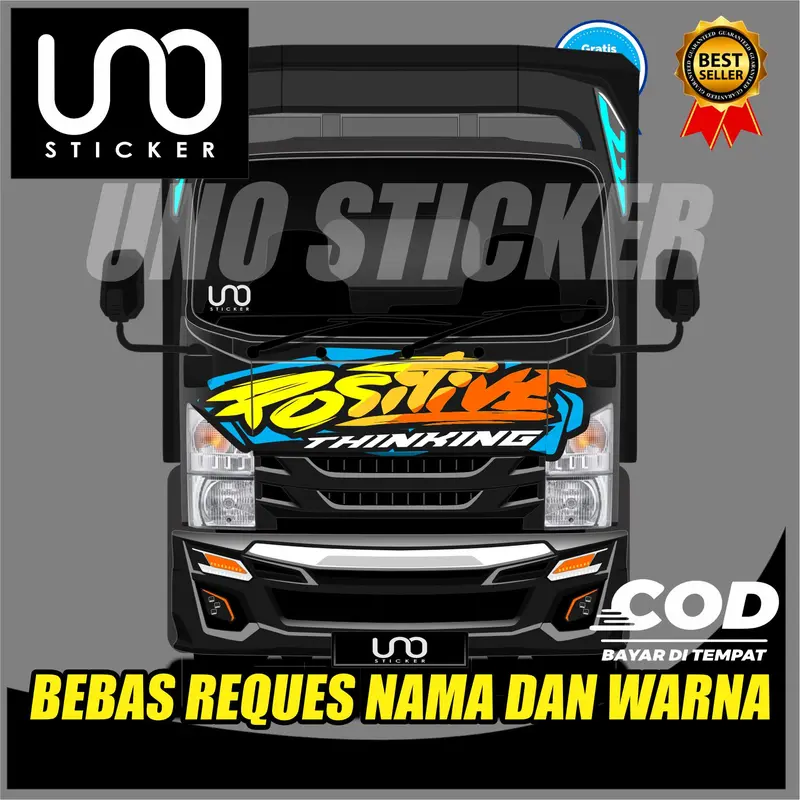 JUAL STICKER TULISAN KABIN BAGIAN DEPAN ( TERLARIS )TRUCK ISUZU ELF GIGA CAR 1