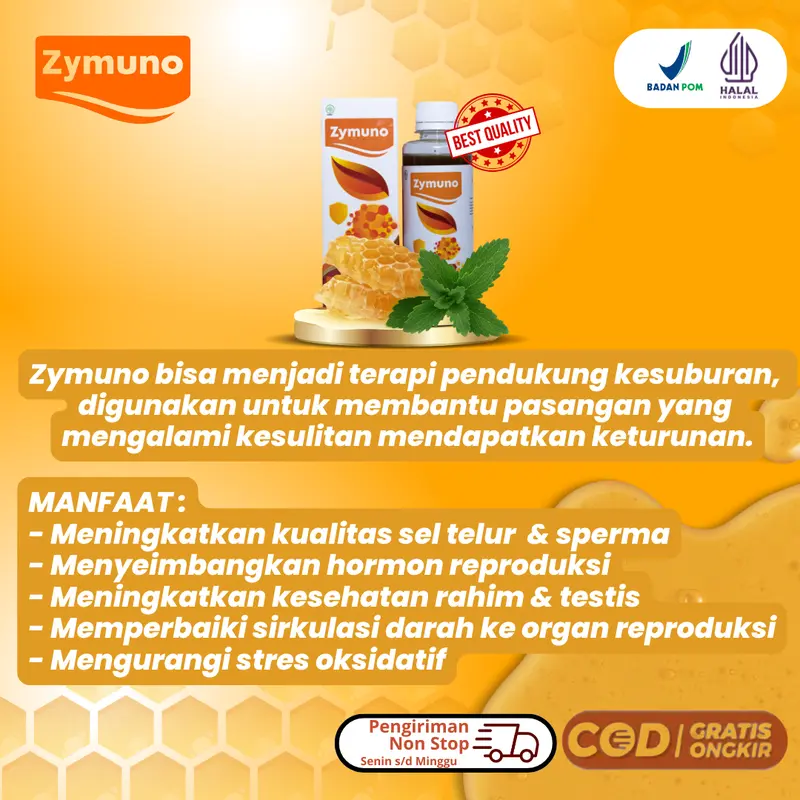 Madu Zymuno Asli - Program Garis Dua Suami Istri Cepat Hamil - 1 Botol @200ml Solusi Herbal Tips Ikhtiar Terapi Kesuburan Alami Original Telur - [Halal dan BPOM, murah] 1