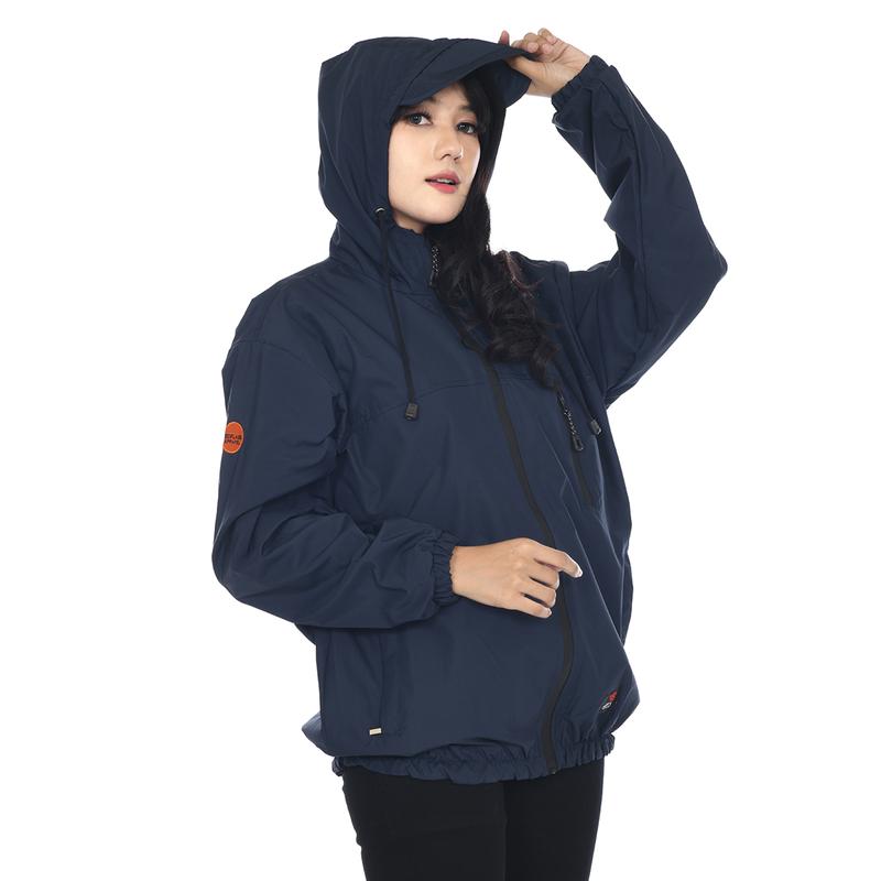 Jaket Parasut Wanita Waterproof Windbreaker Casual Outfit Outdoor Bomber Original Branded Lokal Distro Bandung Motif Logo Bordir  Cewek Keren Navy Red Flags 0