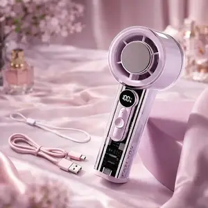 Kipas Tangan Portabel Kecepatan Tinggi Pendingin Es 4000MAH Kipas Mini Angin Kencang 100 Level Kecepatan Angin Layar Digital Kipas Turbo yang Dapat Disesuaikan Cocok untuk Olahraga Luar Ruangan dan Pendinginan Cepat