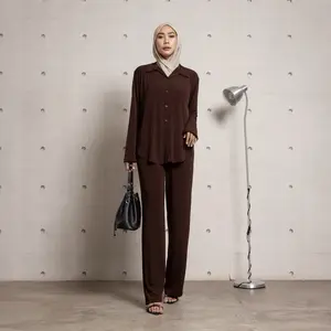 DVI CHOT - Xavia Setelan Kemeja Jersey Wanita One Set Celana Loose Pants Nyaman Adem