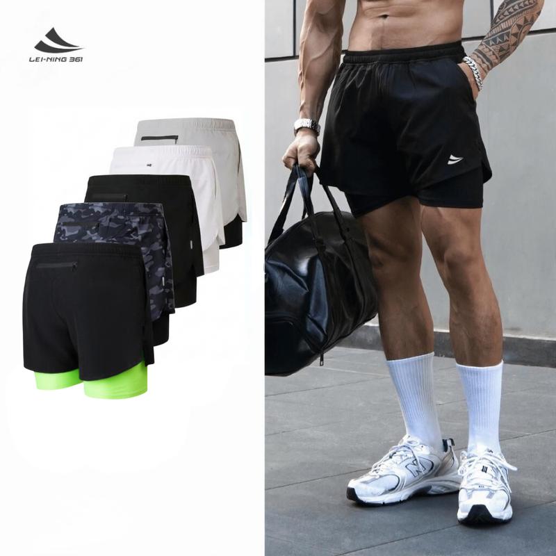 Quần Short Thể Thao Nam 2 Lớp Lei-Ning 361 Siêu Nhẹ, Mềm Mại Vận Động Gym, Chạy Bộ Thoải Mái - 5inch2lop.361