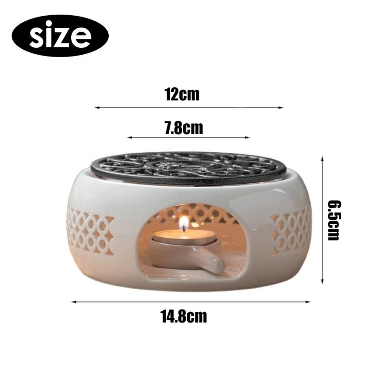 Product Introduction of Teapot Warmer Porcelain Tea Light Heater Tea Light Oven Without Electricity Candles Heating Oven White Teapot Heater Winter Tea Warmer for Home Tea House (with Spoon + Lid) 10