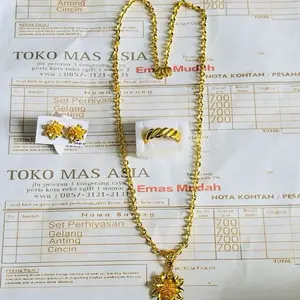 Promo set perhiasan wanita mas muda terbaru free surat Cincin Kalung Anting