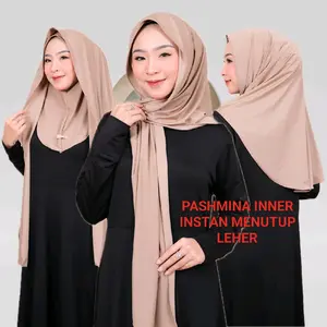 Naura Pashmina Inner Oval Instan Menutup Leher Jersey super premium Panjang Muslim Jilbab