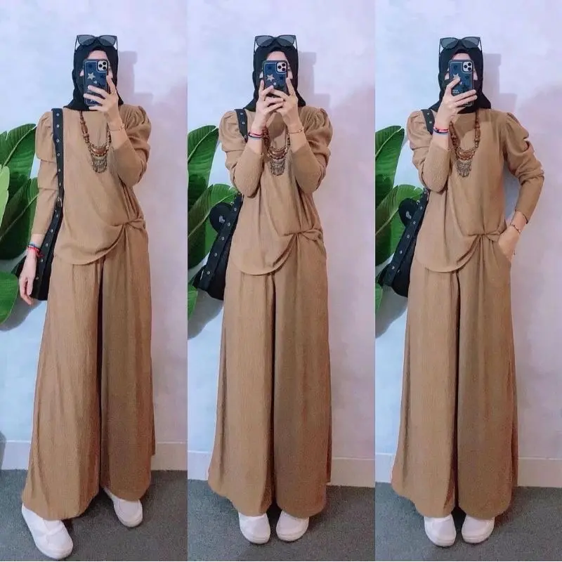 Setelan Wanita Madina Set Celana Cutbray Cringkle Premium Jumbo 4