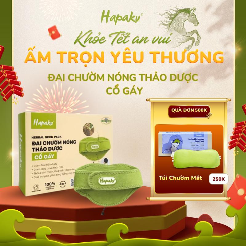 MUA 1 TẶNG 1 ĐƠN 500K Đai Chườm Nóng Thảo Dược Cổ Gáy Hapaku - Bản Làm Nóng Bằng Điện - Giảm Đau Mỏi Hiệu Quả vùng Cổ Gáy Cắm Cổng USB tiện lợi - Quà Tết Sức Khỏe Cho Người Thân Thương