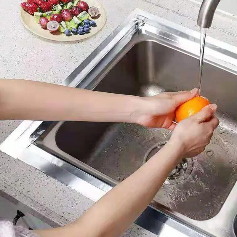 băng nhôm keo dán viền bồn rửa chén nhà bếp chống nấm mốc chống thấm chống bám bẩn làm đẹp dán viên bếp 1