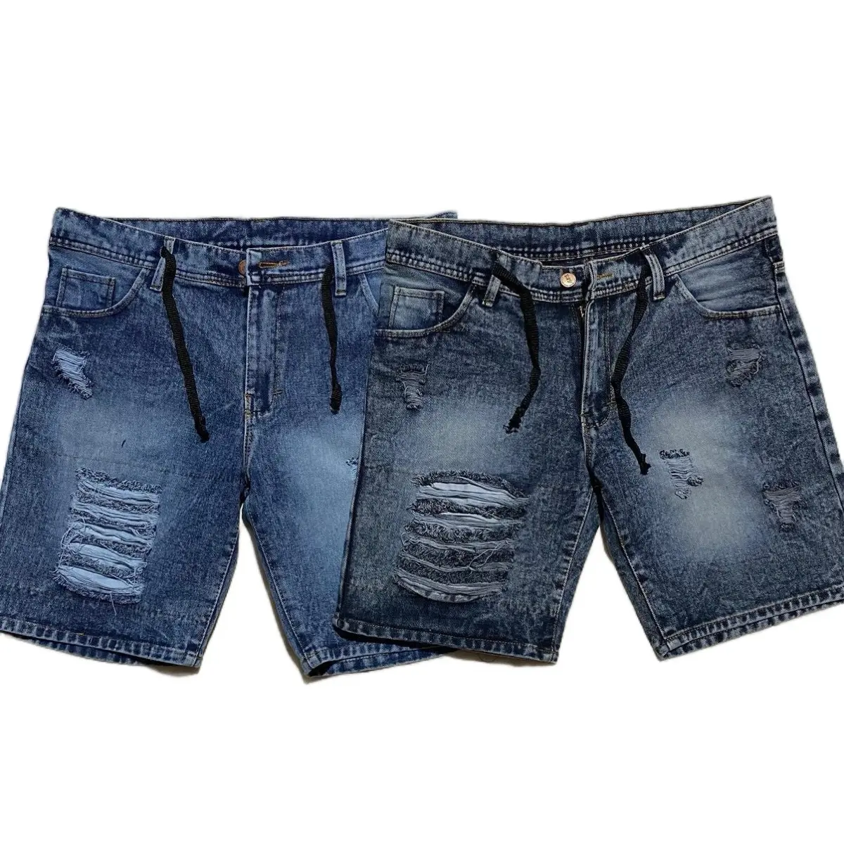 Celana Pendek Sobek Jeans Pria Lapis Furing Tidak Tembus Kulit Bahan Tebal Warna Biru Hitam Jumbo Size 27-38