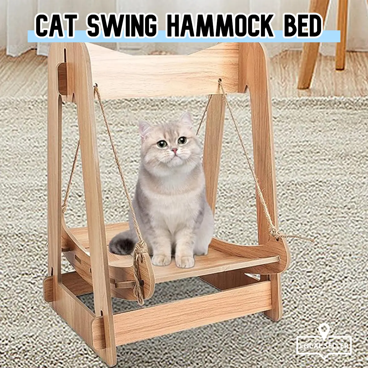 [SG] Cat Swing Hammock Bed/ Pet Wooden Summer Hanging Bed/ Cat Dog Rocking Bed/ Cat Hanging Swing Toy Hammock