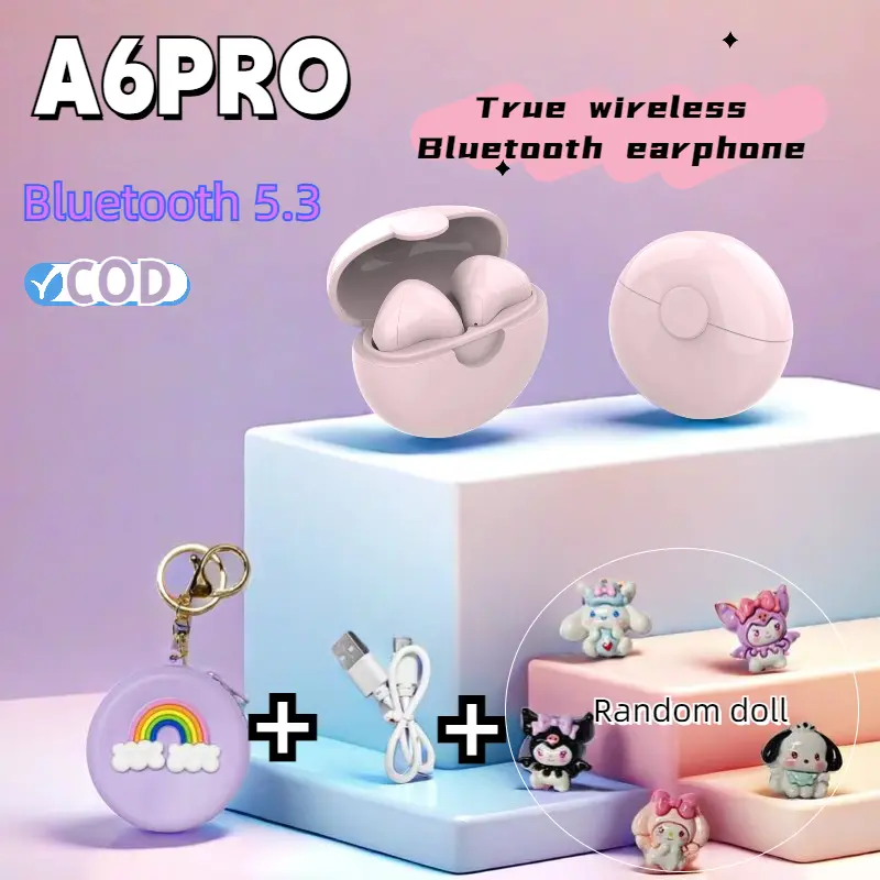 True wireless Bluetooth headset + cute macaron color headphone case combination 2024 new model supports chatting, playing games and sports unisex headphones