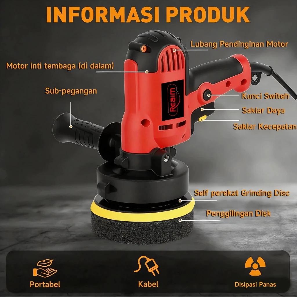 Reaim Mesin Poles Mobil Motor 5 Inch Wool Polisher Disc Untuk Salon Kendaraan dan Perawatan Cat Hasil Kilap Maksimal Kuat Tahan Lama Harga Terjangkau Garansi 5 Tahun Eksklusif