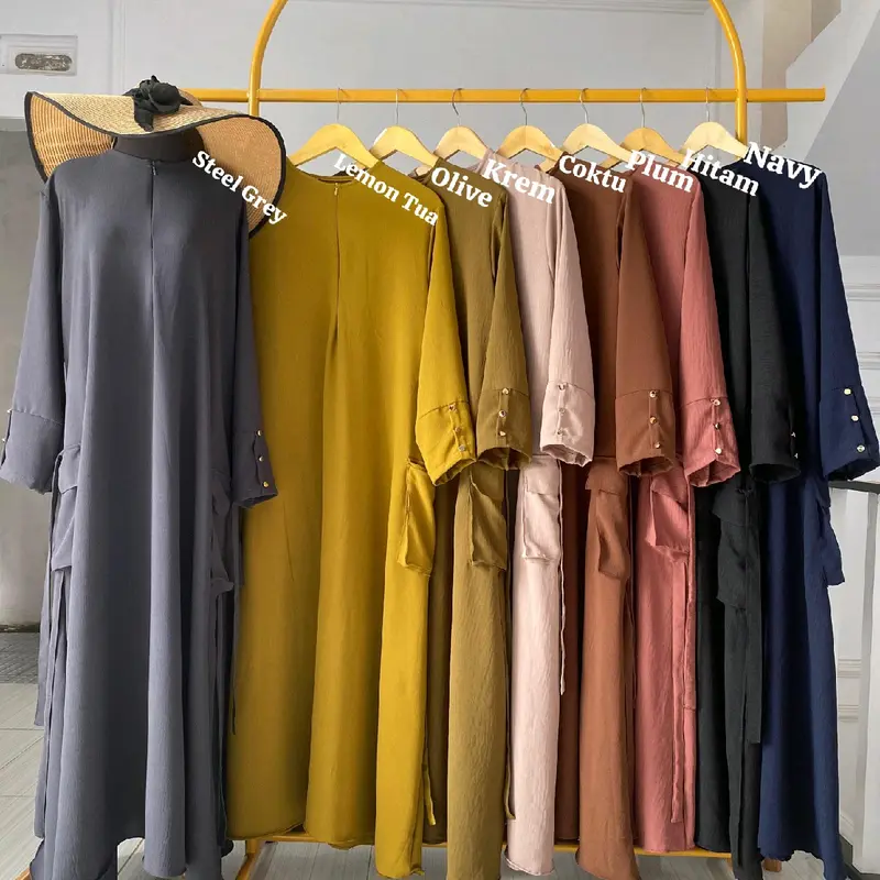 Tans Store - Gamis Cargo Gamis  Panjang Crinkle Wanita Terbaru Gamis Elegant dan Nyaman Dress Muslim Santai Simple 2