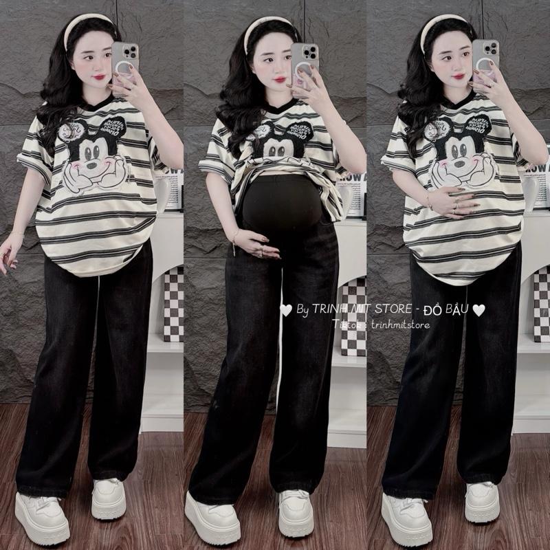 TRINH MIT Quần Bò Bầu Dáng Suông Mã 035 Màu Đen