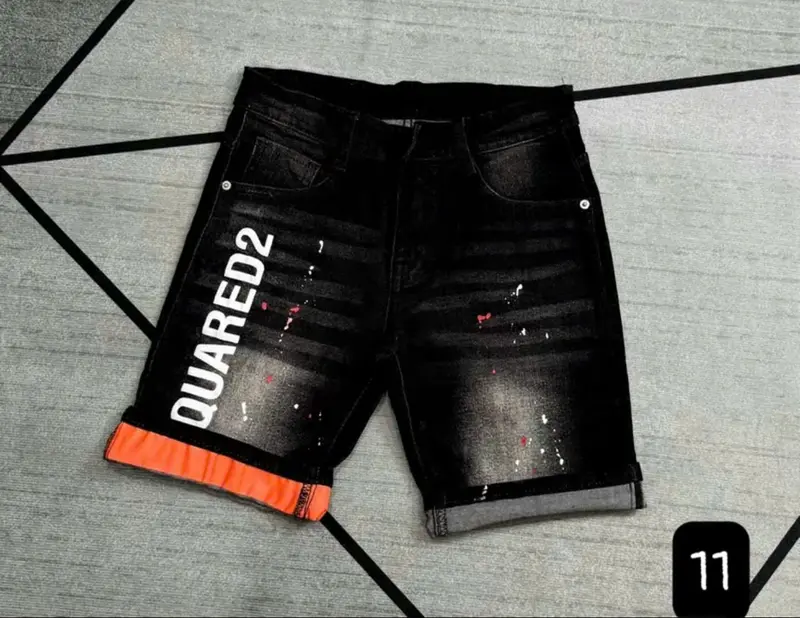 Quần short nam Đen loang xước nhẹ chất vải jean phối vảy sơn chuẩn form Menswear Pants Có Túi 7
