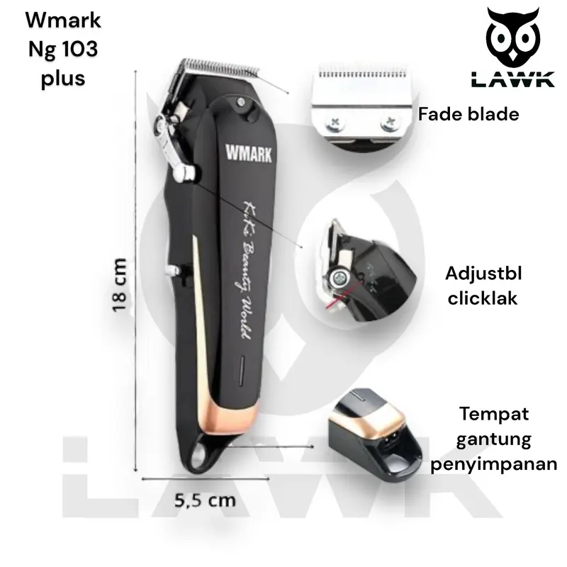 wmark ng-103 plus alat mesin cukur rambut profesional wmark 2025b wmark 103 wmark 108 transparant Elektrik 1