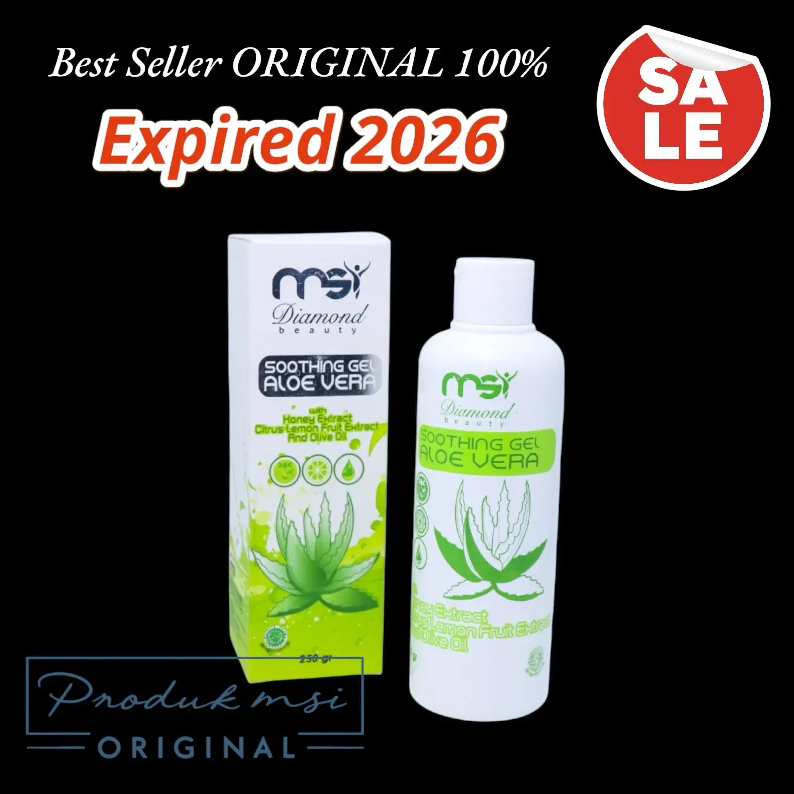 MSI Aloevera Msi Resmi Original 100% bpoM extract pelembab Tubuh Wajah Hitam Perawatan Pencerah Moisturizer Muka