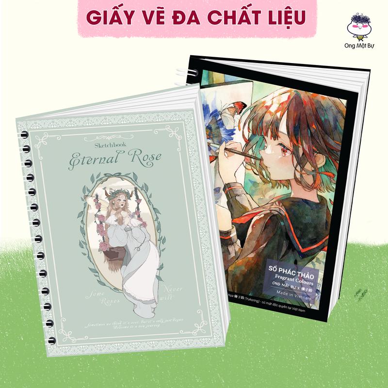 Combo 2 Sổ Vẽ Đa Chất Liệu Ong Mặt Bự - Sổ Phác Thảo Không Kèm Tài Liệu Vẽ - Lỗi 1 Đổi 1