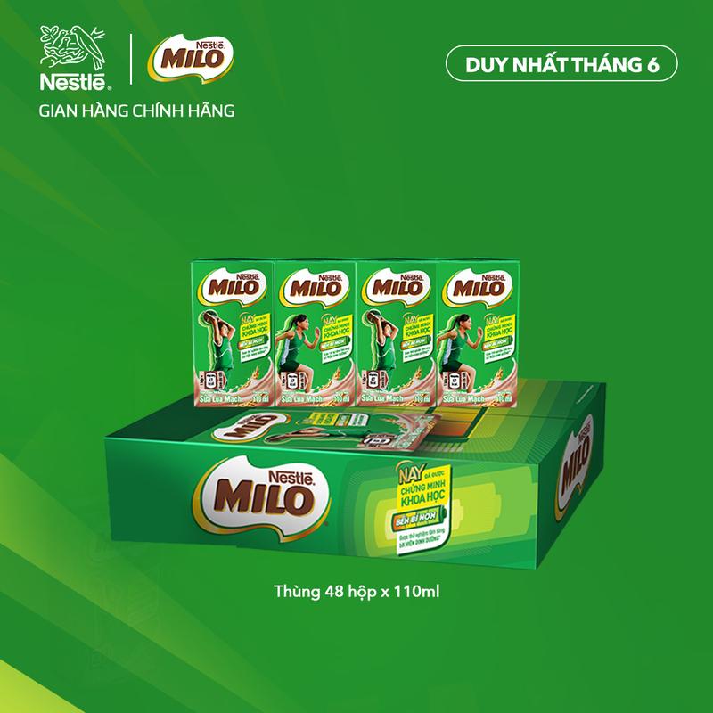 [Voucher giảm thêm đến 50k] Nestlé VN Sữa lúa mạch Nestlé MILO thùng 48 hộp x 110ml-ST