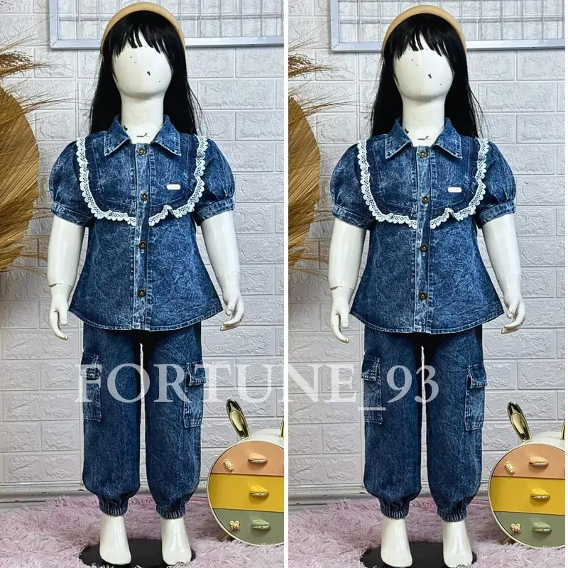 Set Anak Perempuan Zoya Jeans Cutbray Bunga Tulip Import Usia 3-10 Tahun Terbaru 2024 - Baju Celana Fashion Motif 5