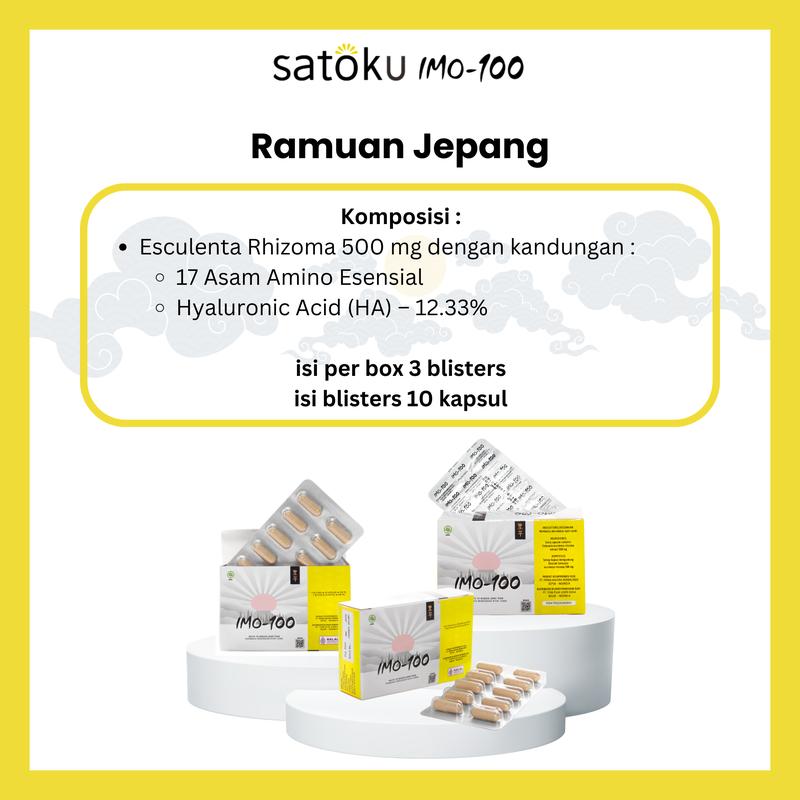[1 BOX] Satoku Imo-100 Ramuan Jepang Satoimo dengan Hyalurnoic Acid 12,3% & 17 Asam Amino Isi 30 Kapsul 8